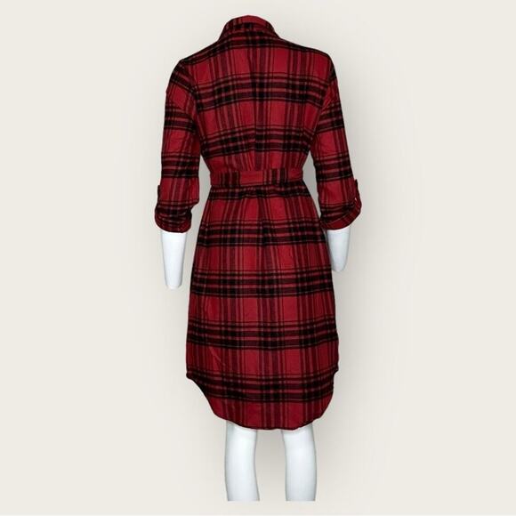 NWT | Madison + Hudson | Plaid Shirt Dress | Black/Red | Medium - Picture 3 of 12